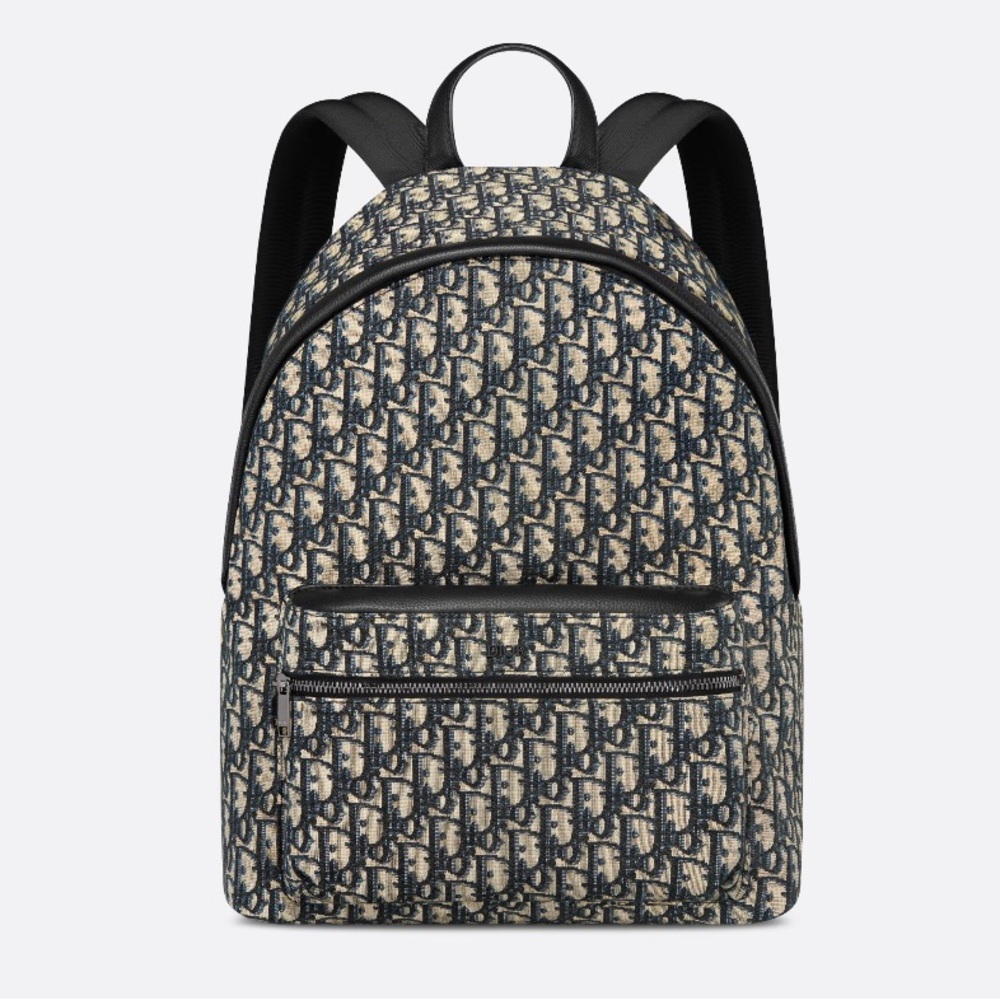DIOR - Rider Backpack Beige and Black Oblique Jacquard